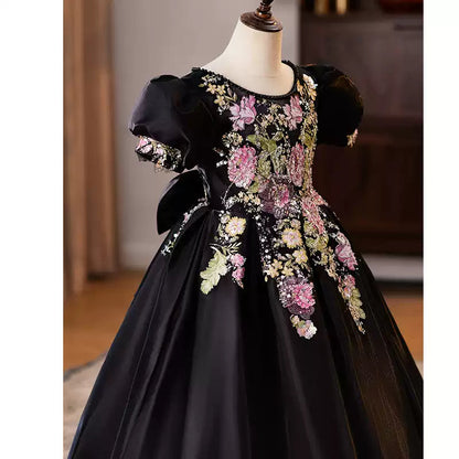 Girls Black Party Dresses Christening Dresses