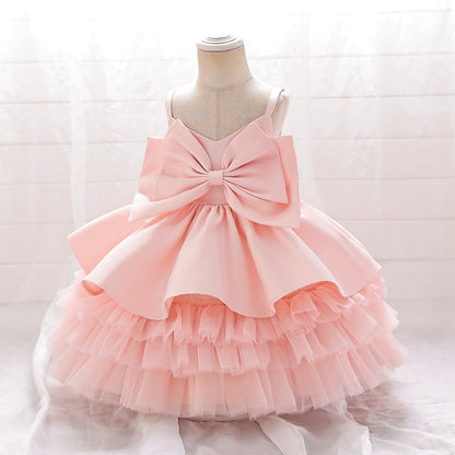 Elegant Baby Girls Sleeveless Big Bow Cake Tutu Toddler Prom Princess Dress