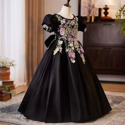 Girls Black Party Dresses Christening Dresses