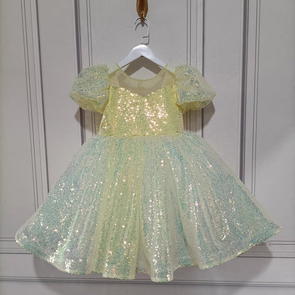 Yellow Sequined Princess Dress Party Dress Toddler Beauty Pageant Dress