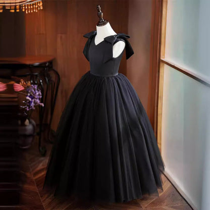 Elegant Baby Black Sleeveless Puff Princess Dress Toddler Girls Formal Dresses