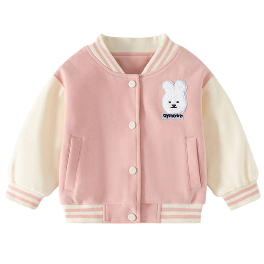 Girls Color Contrast Jacket  Toddler Autumn Contrasting Color Sweet and Cute Baseball Jacket