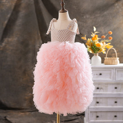 Elegant Fluffy Flower Girl Dress Toddler Birthday Party Princess Dress