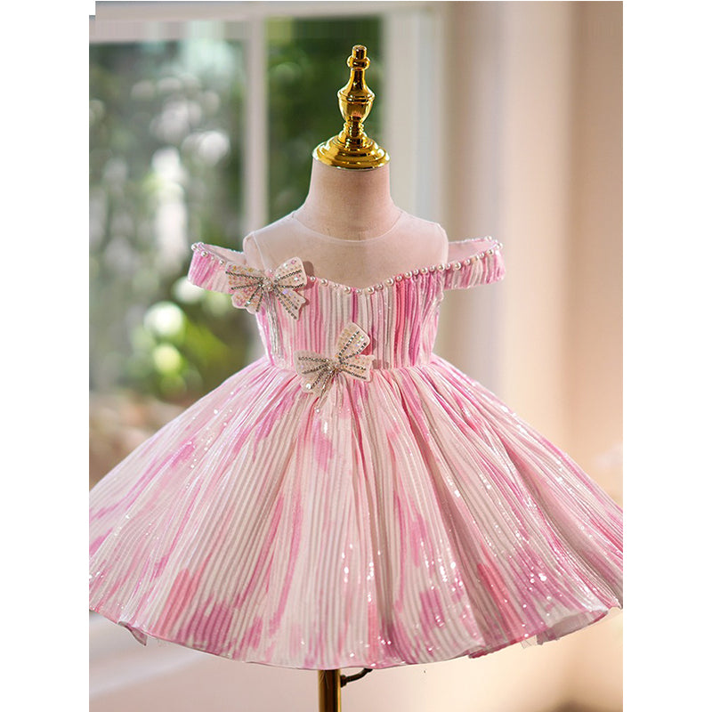 Little Girl Flower Girl Wedding Pink Dress Party Princess Dress