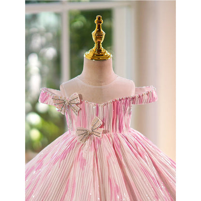 Little Girl Flower Girl Wedding Pink Dress Party Princess Dress