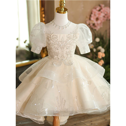 Short Front and Long Back Puffy Princess Dress Birthday Dress