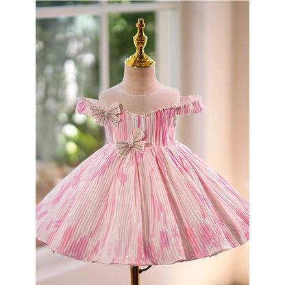 Little Girl Flower Girl Wedding Pink Dress Party Princess Dress