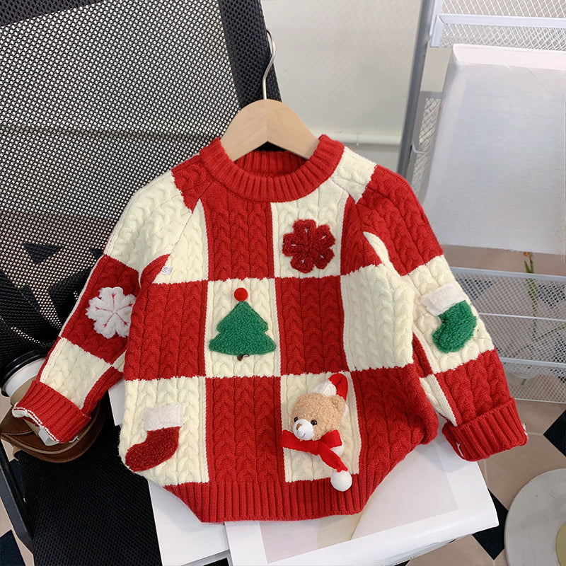 Girls Christmas Knitted Sweater Baby Sweater Two-piece Set