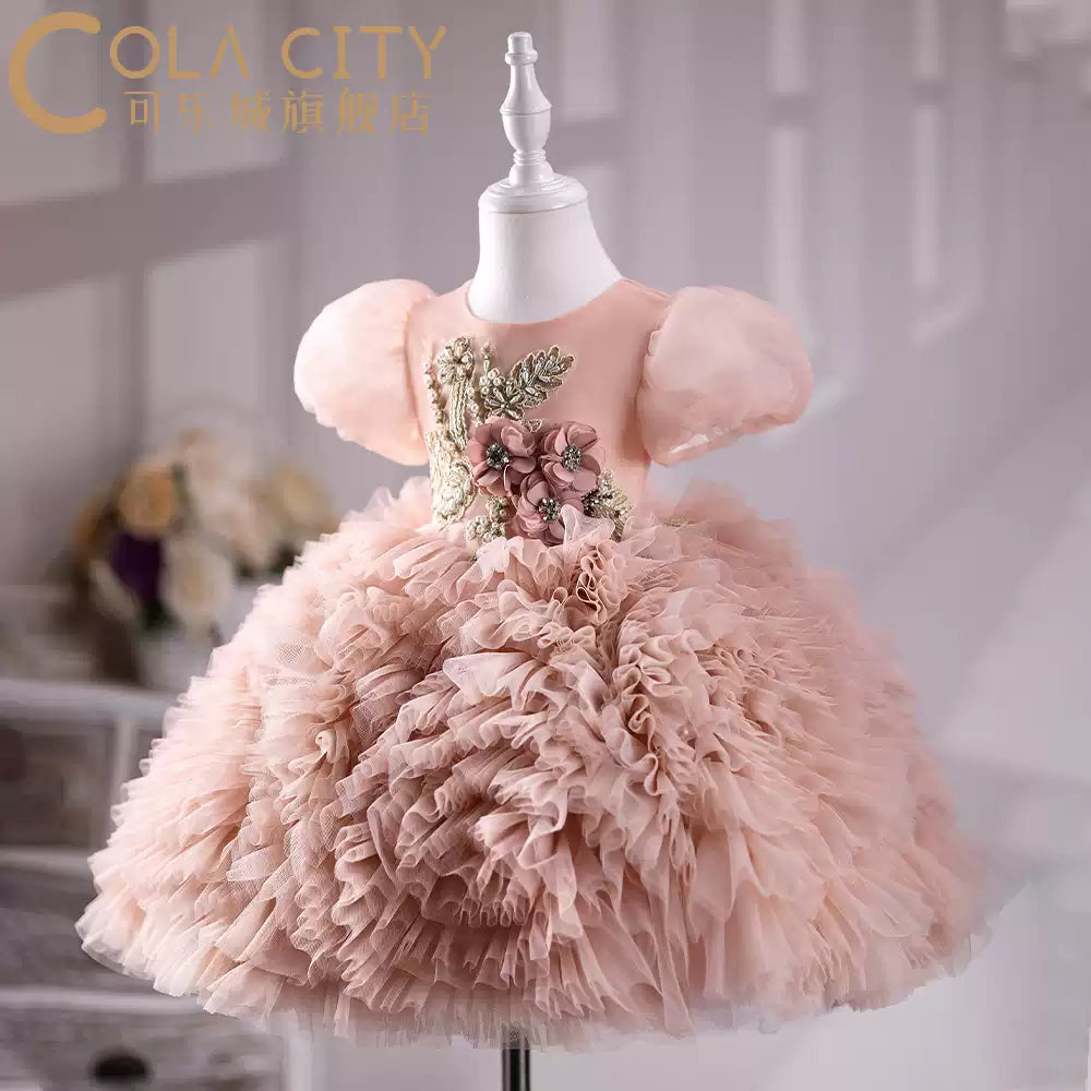 Toddler Prom Dress Girl Summer Pageant Communion Fluffy Cake Princess Dress