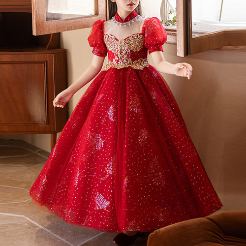 Girls Red Pageant Dress Girls Birthday Princess Dress