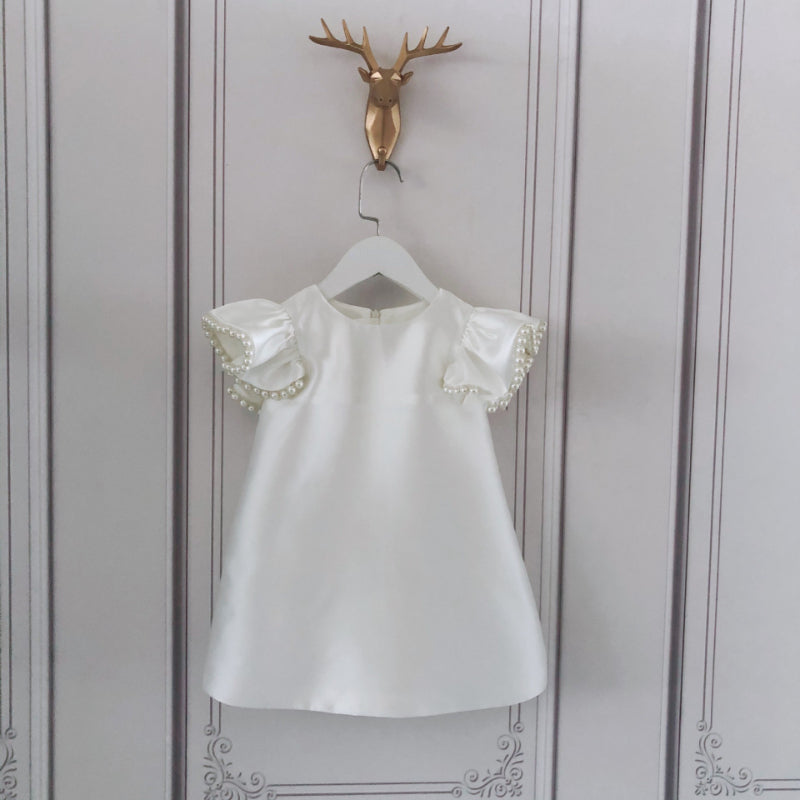 Elegant Baby White Princess Dress Toddler Big Bow Sleeveless Birthday Dress