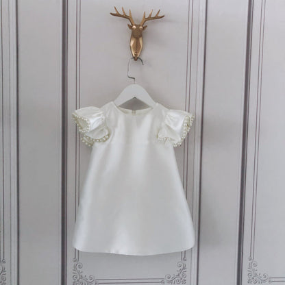 Elegant Baby White Princess Dress Toddler Big Bow Sleeveless Birthday Dress