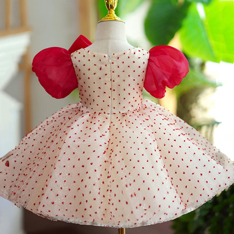 Toddler Prom Dress Girl Puffy Dress Chest Bow Pageant Princess Dress