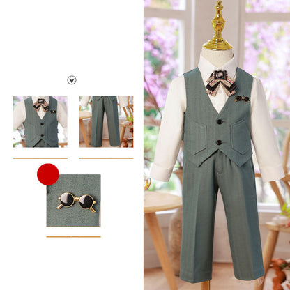 Summer Boys Wedding Birthday Costume Party Vest Suit