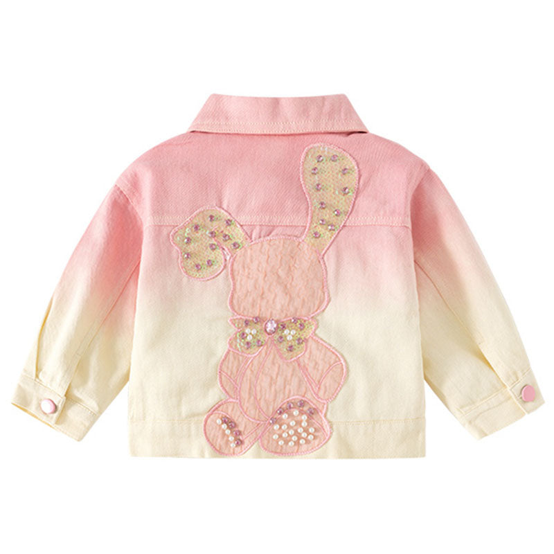 Girls' Denim Jacket Toddler Autumn Gradient Color Cute Jacket