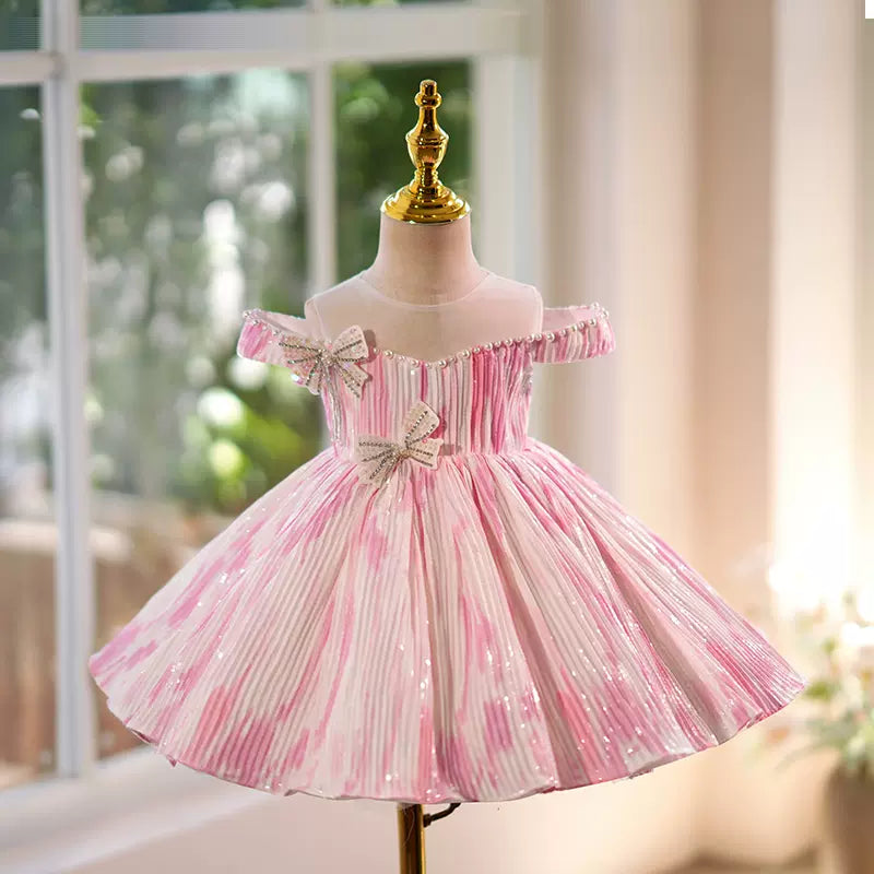 Little Girl Flower Girl Wedding Pink Dress Party Princess Dress