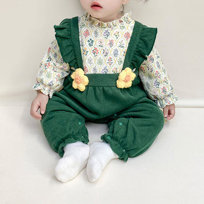 Floral Overalls Thickened Floral Overalls Thickened Baby Romper