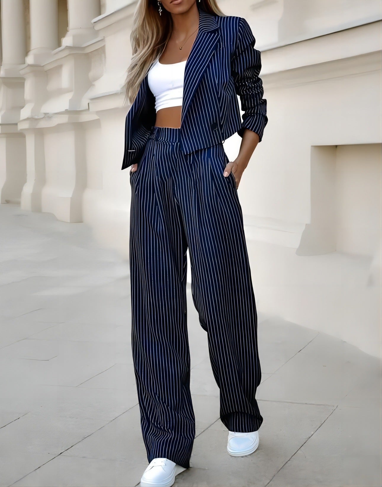 DAH Long Sleeve Striped Suit Set