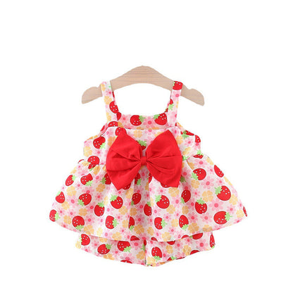 Summer Shorts Two Piece Suit for Baby Girls Printed Suit