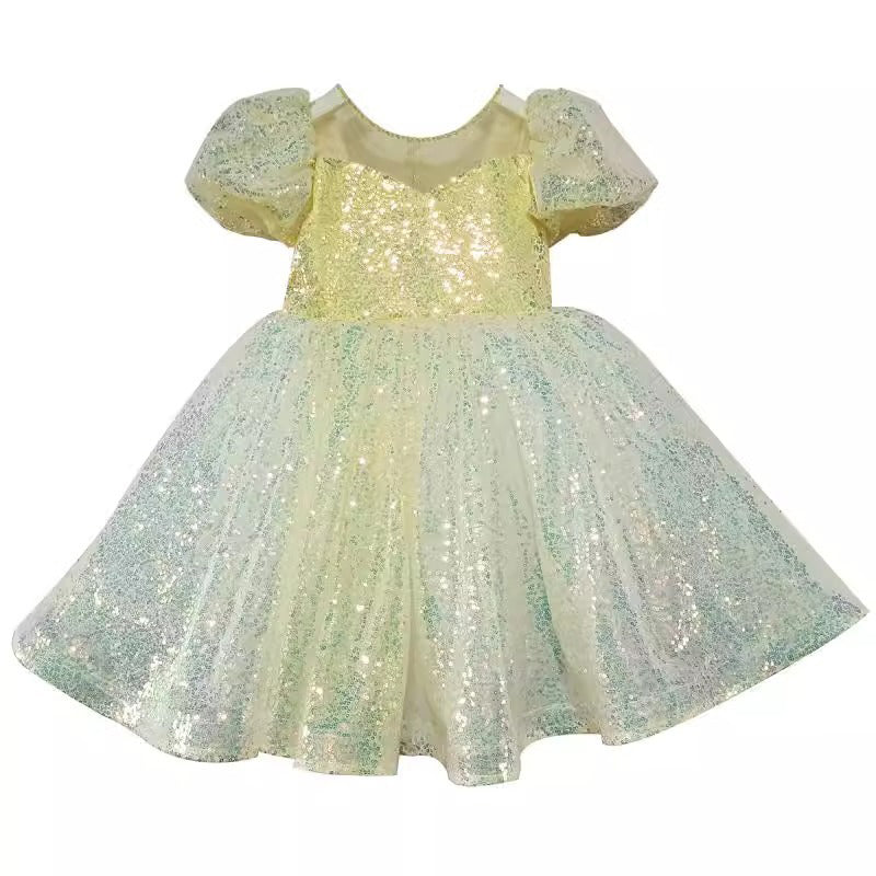 Yellow Sequined Princess Dress Party Dress Toddler Beauty Pageant Dress