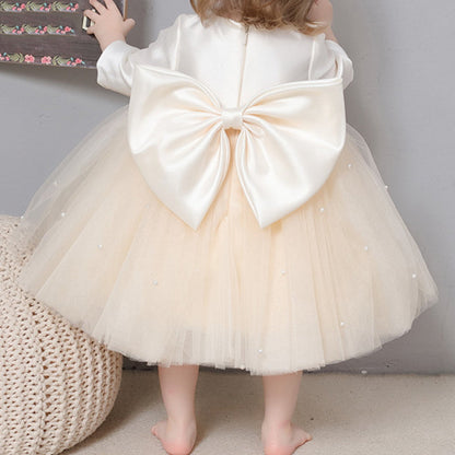 Elegant Baby Girls Champagne First Birthday Party Dress Toddler Formal Tutu Dress