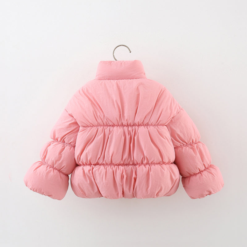 Puffy Heart Coats Solid Color Plus Velvet  Cotton Coats