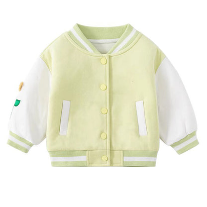 Girls Color Contrast Jacket  Toddler Autumn Contrasting Color Sweet and Cute Baseball Jacket