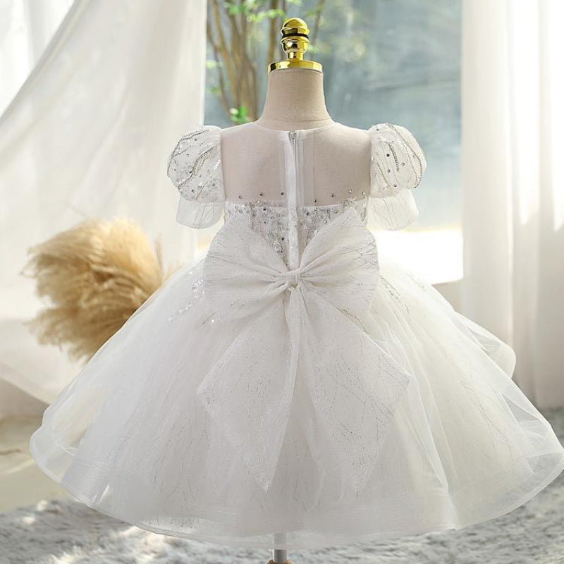 Flower Girl Wedding Dress Sequin Bow Puffy Princess Dress