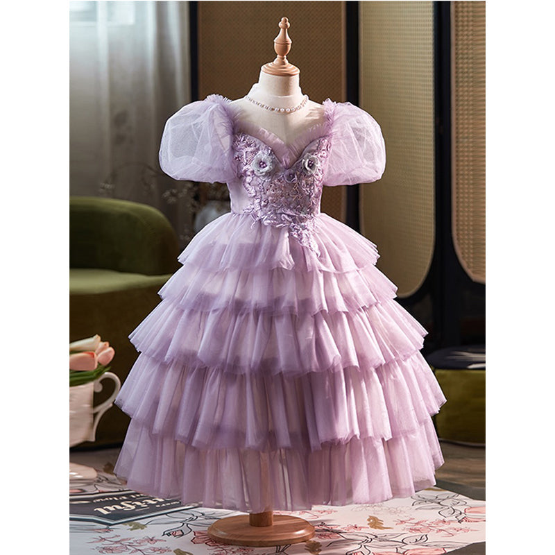 Purple children's dress birthday party princess dress