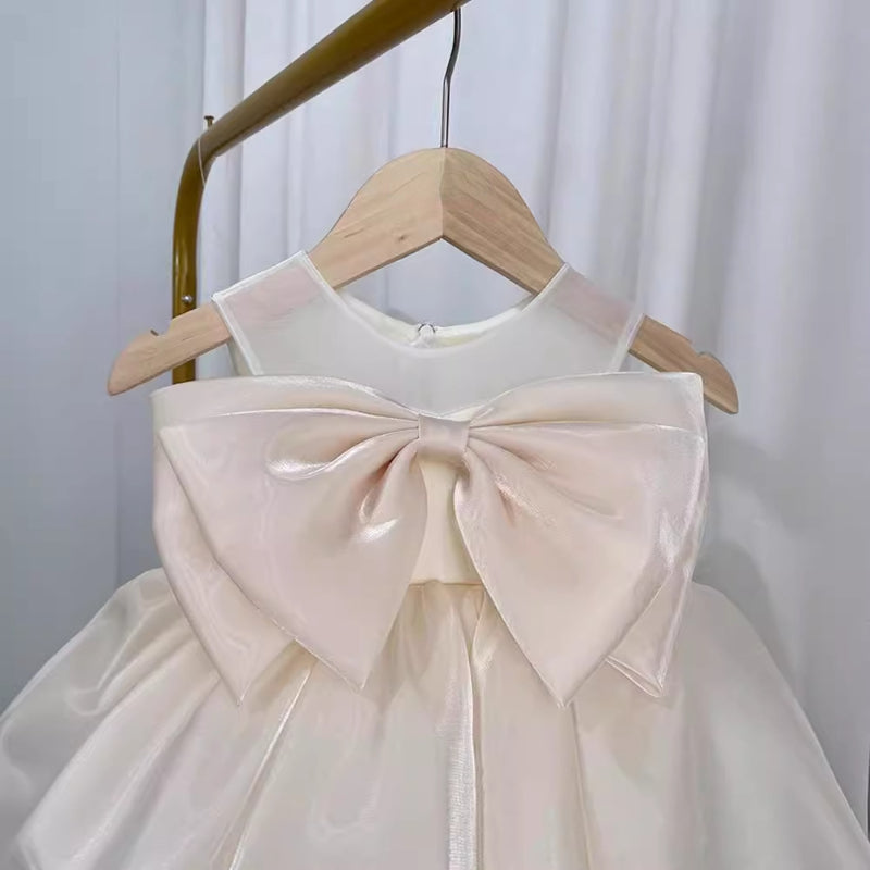 Elegant Baby Girls Bow Mesh Pageant Dresses Toddler Birthday Costume Princess Dress