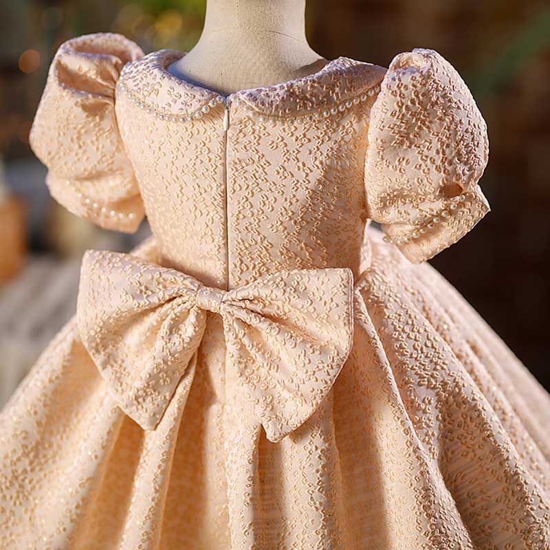 Flower Girl Dress Toddler Birthday Party Pageant Pattern Doll Collar Bowknot Puff Sleeves Dress