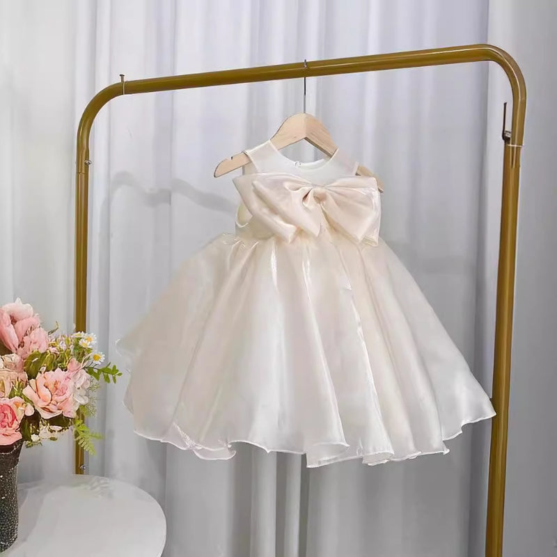 Elegant Baby Girls Bow Mesh Pageant Dresses Toddler Birthday Costume Princess Dress