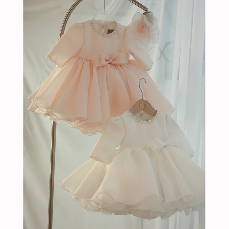 Sweet Baby Girls Doll Collar Pageant Dress Toddler Birthday Costume Princess Dress