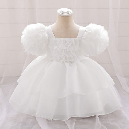 Little Girl Princess Dress Puff Sleeve Birthday Dress