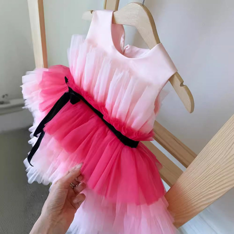 Elegant Baby Gradient Mesh Formal Dresses Toddler Birthday Dresses