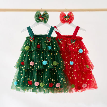 New Year Christmas Dress Mesh Birthday Dress Girls Cake Dress