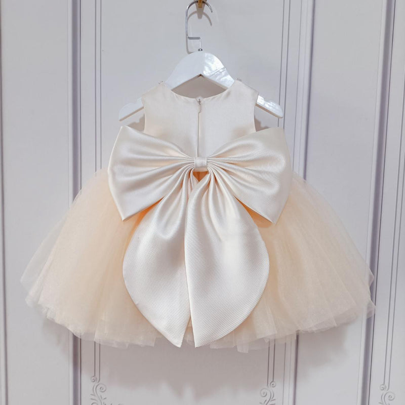 Elegant Princess Dresses For Girls Toddler Champagne Long Sleeve Jacket Bow Princess Dress