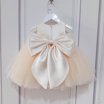 Elegant Princess Dresses For Girls Toddler Champagne Long Sleeve Jacket Bow Princess Dress