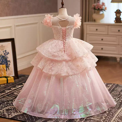 Pink Girl Christening Dresses Flower Girl Dresses