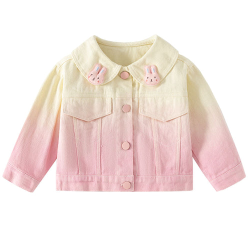 Girls' Denim Jacket Toddler Autumn Gradient Color Cute Jacket