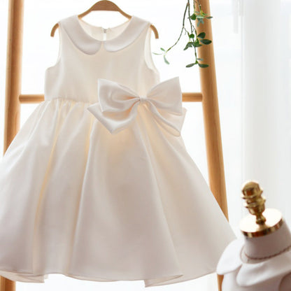 Flower Girl Dress Toddler Sleeveless Bow Birthday Party Dress