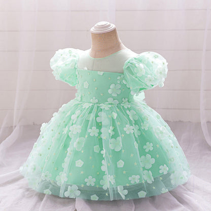 Girls Puff Sleeve Princess Dress Birthday Dress