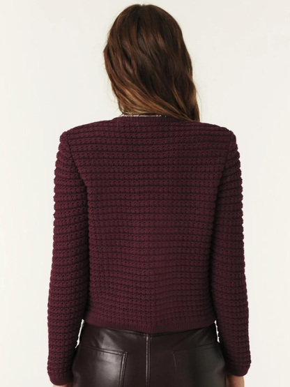 DAH Burgundy Knitted Long-Sleeved Cardigan