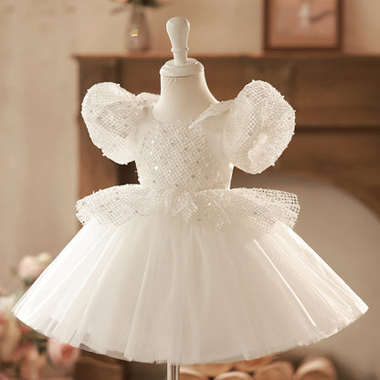 Flower Girl Dress Toddler Birthday Party Wedding Sequin Mesh Fluffy Baptism Dress