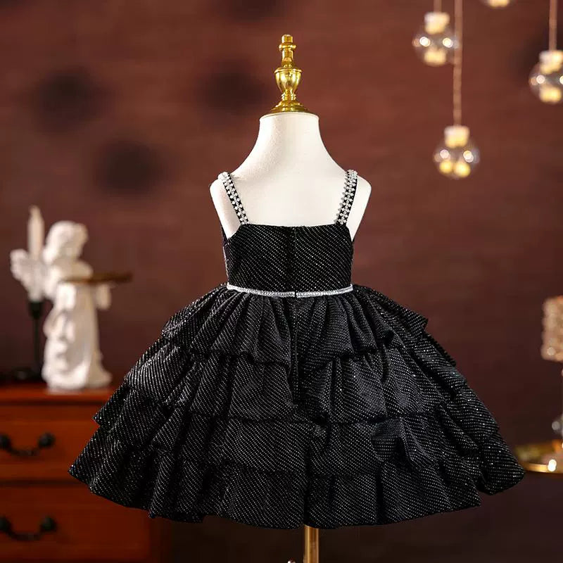 Girls Christmas Dress Girls Black Pageant Princess Dress