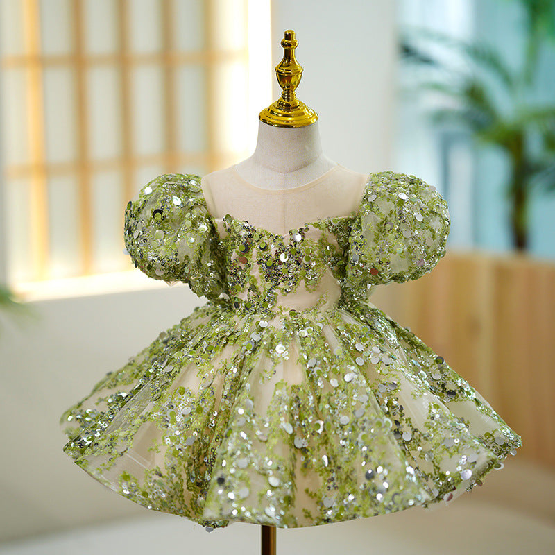 Elegant Baby Girls Flower Gir Dress Toddler Birthday Costume Puffy Princess Dress