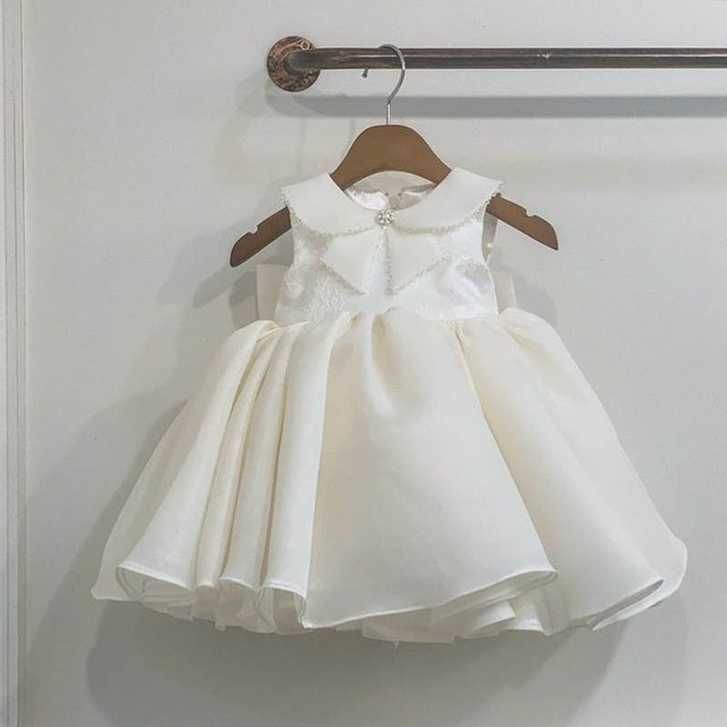 Lovely Baby Girl Pageant Dress Toddler White Birthday Princess Dress