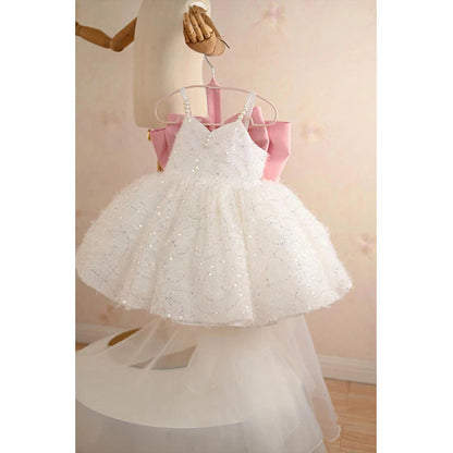 Girls Elegant Princess Dress Baby Birthday Party White Dress