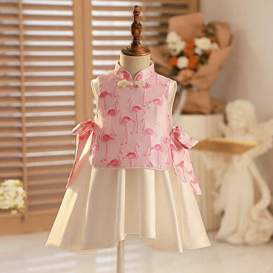 Elegant Baby Red Crowned Crane Birthday Dresses Princess Dresses For Girls