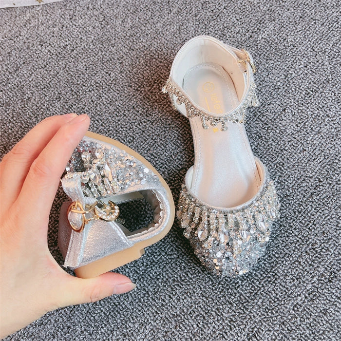 Girls Summer Shiny Sandals Rhinestone Princess Shoes